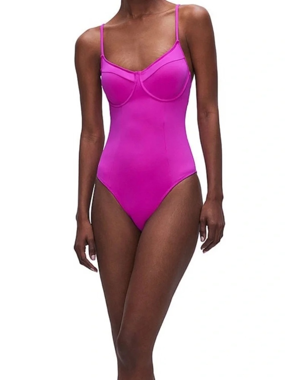 Good American Bright Fuchsia One-Piece Swimsuit with Molded Cups